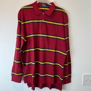 Ralph Lauren Christmas Striped Long Sleeve Shirt Red Men’s XL Red Vintage